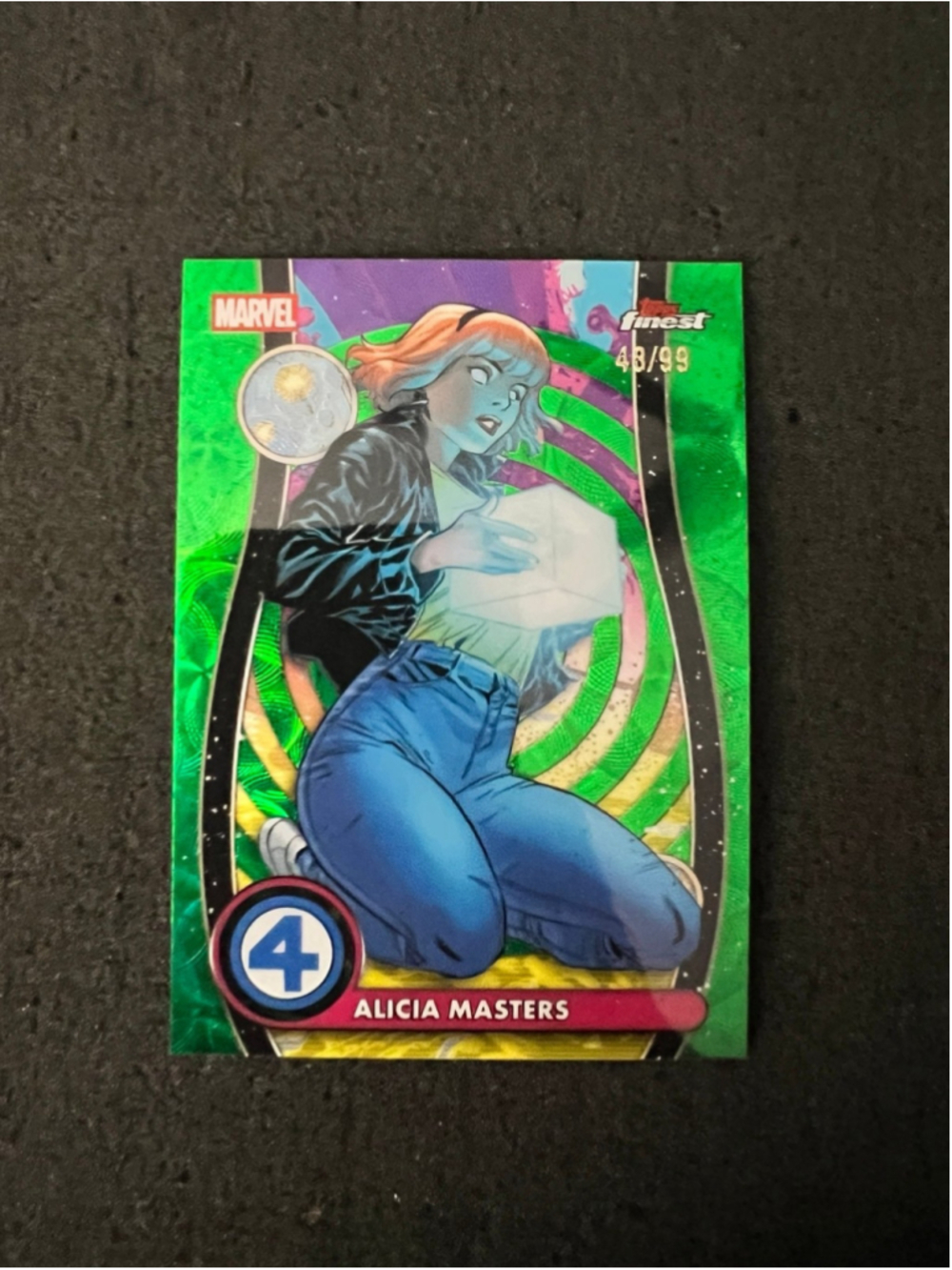 Alicia Masters - Topps Finest Marvel Fantastic 4 - Negative Zone Green #48/99